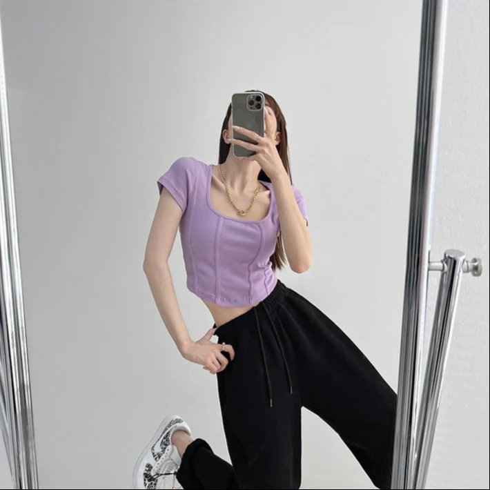 Aria Solid Crop Top - Image 12