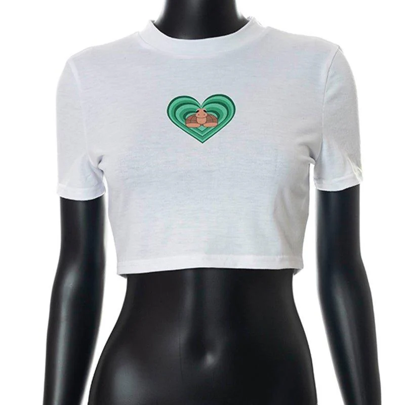 'Art of Heart' White Crop Top - Image 13