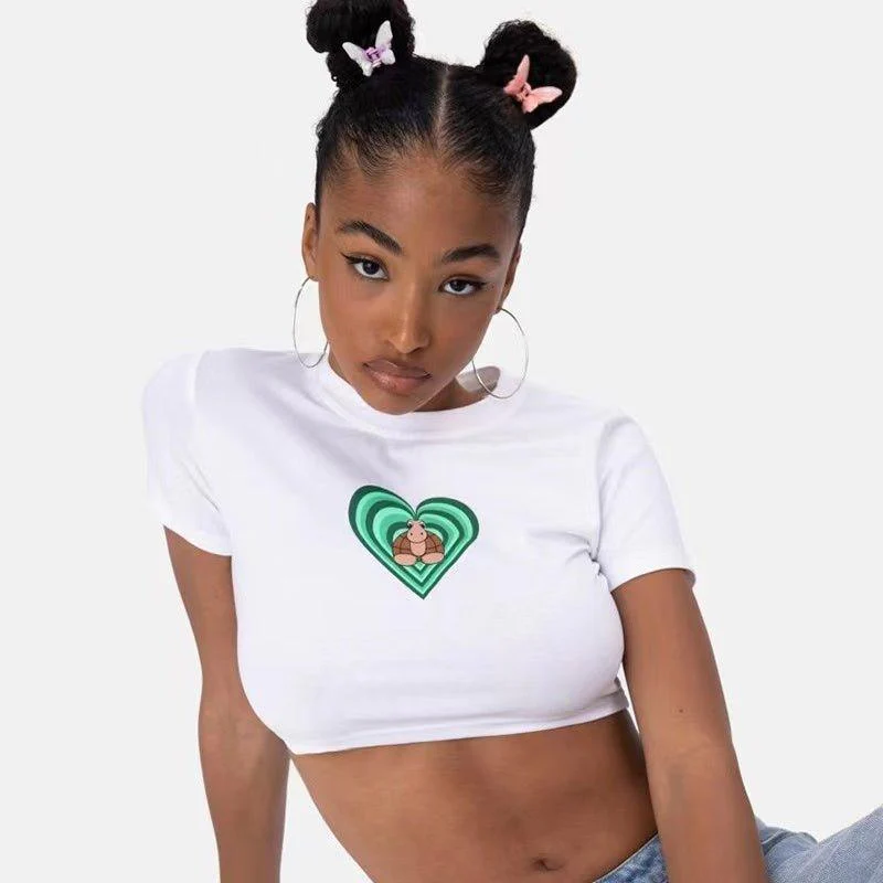 'Art of Heart' White Crop Top - Image 5