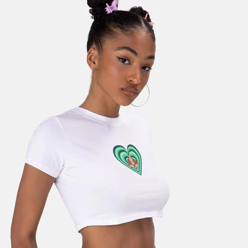 'Art of Heart' White Crop Top - Image 6