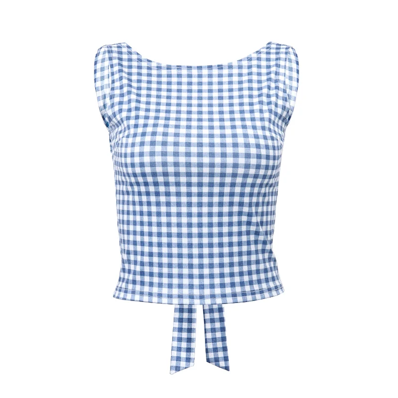 Blue Moon Plaid Backless Top - Image 7