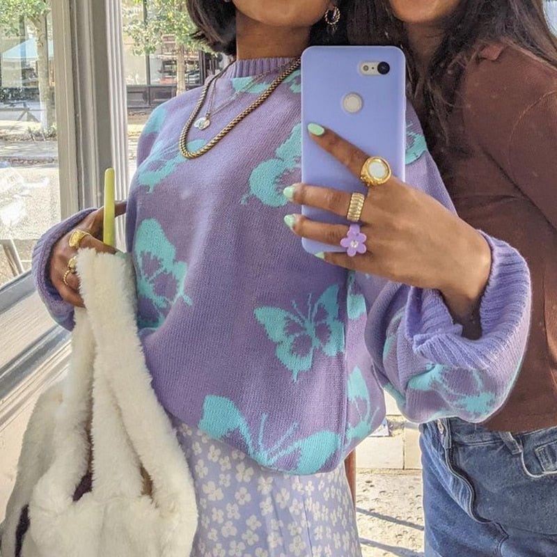 Butterfly Print Kawaii Jumper - Image 3