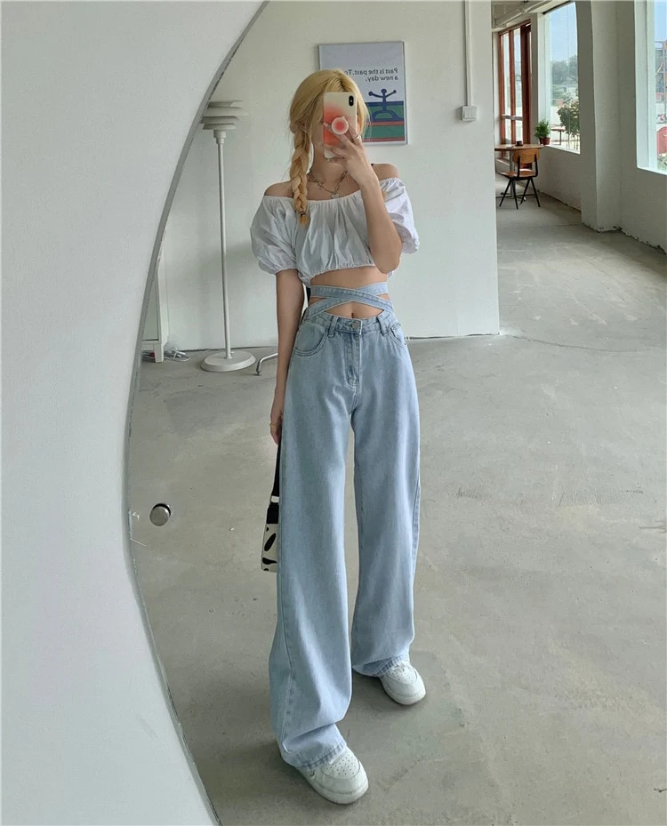 Celestial Sky Tie-Front Jeans - Image 6