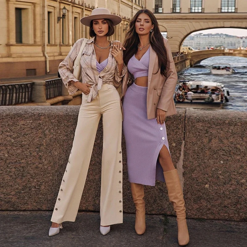 Claire Knitted Crop Top Skirt Set - Image 11