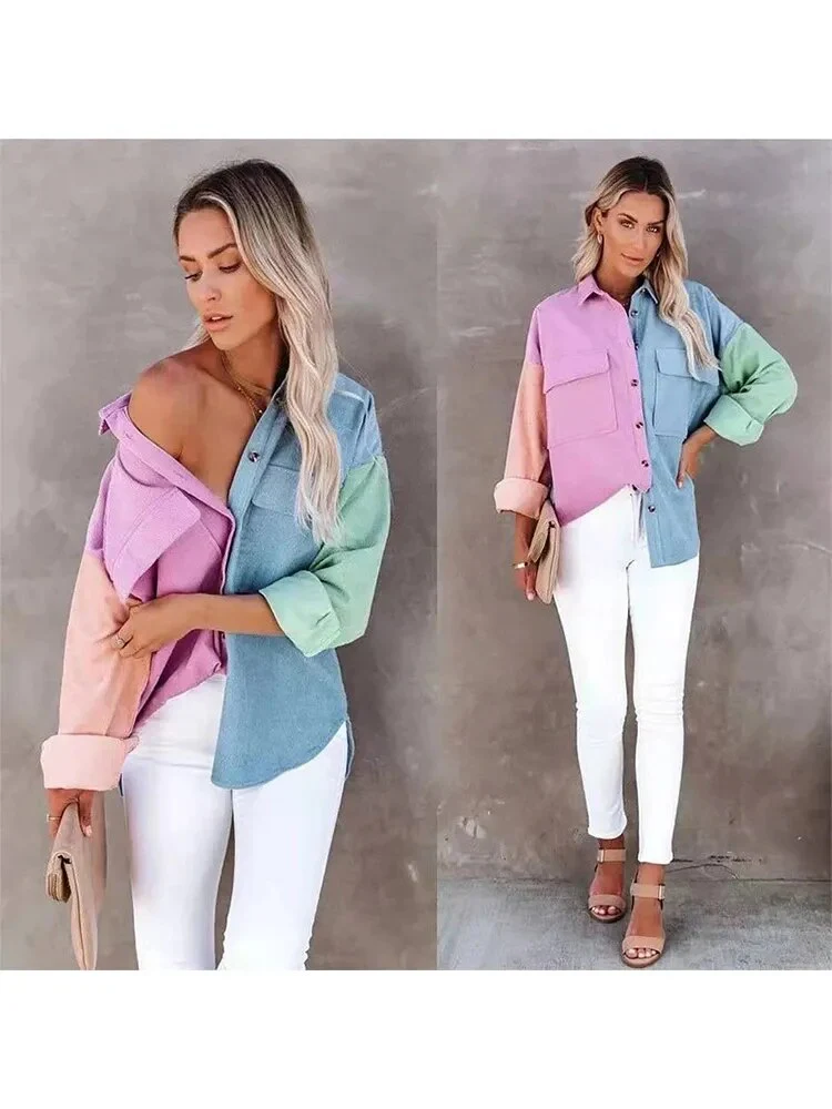 Corduroy Huescape Patchwork Shirt - Image 4