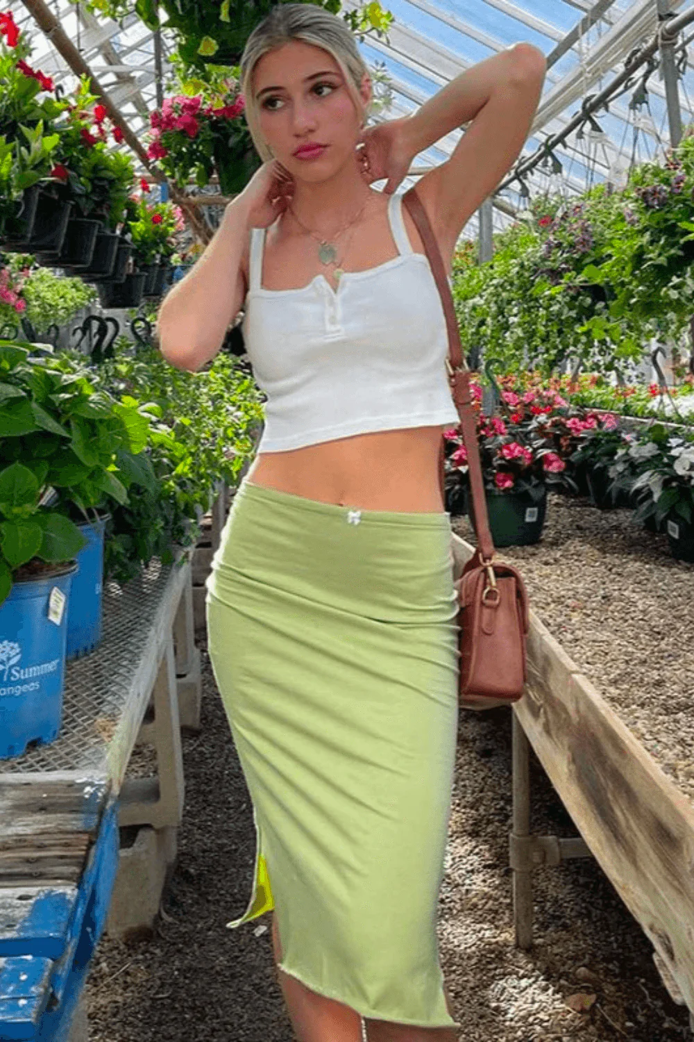 Dora Silk Slit Bodycon Skirt - Image 3