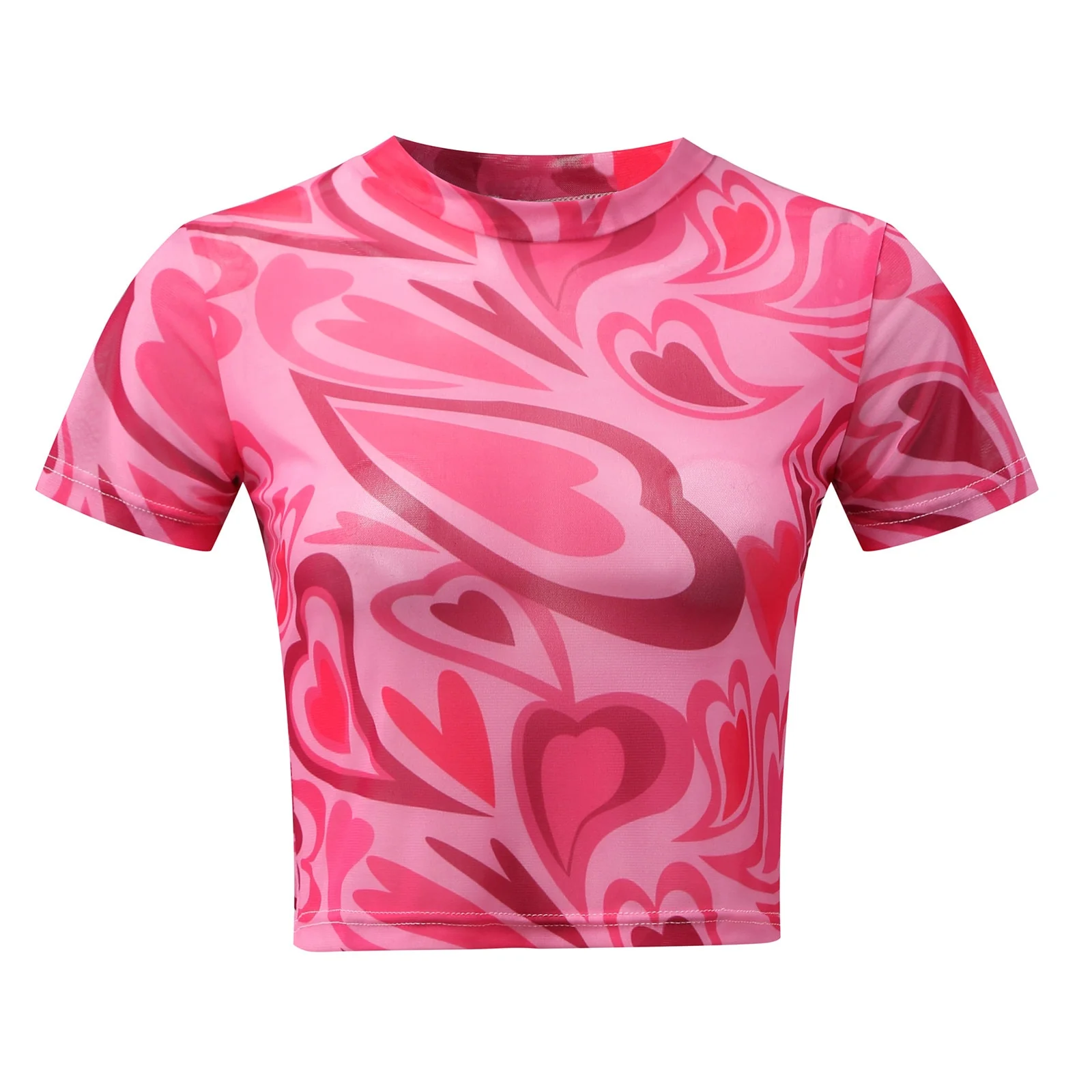 Fuchsia Heart Printed Mesh Top - Image 8