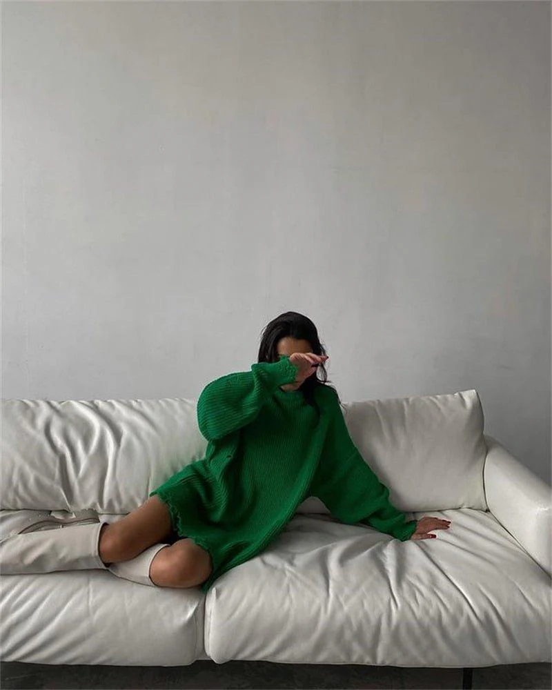 Fuzzy Torn Knitted Sweater Dress - Image 3