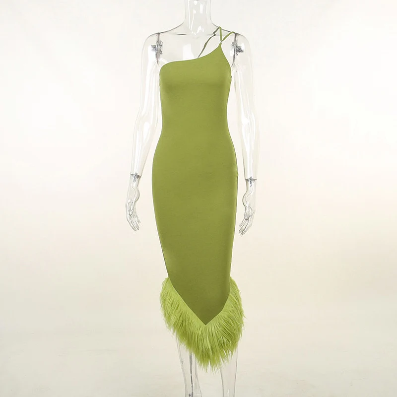 Giana One Shoulder Feather Dress - Image 5