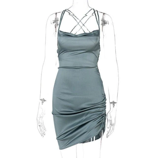 Giva Ruched Satin Dress - Image 18