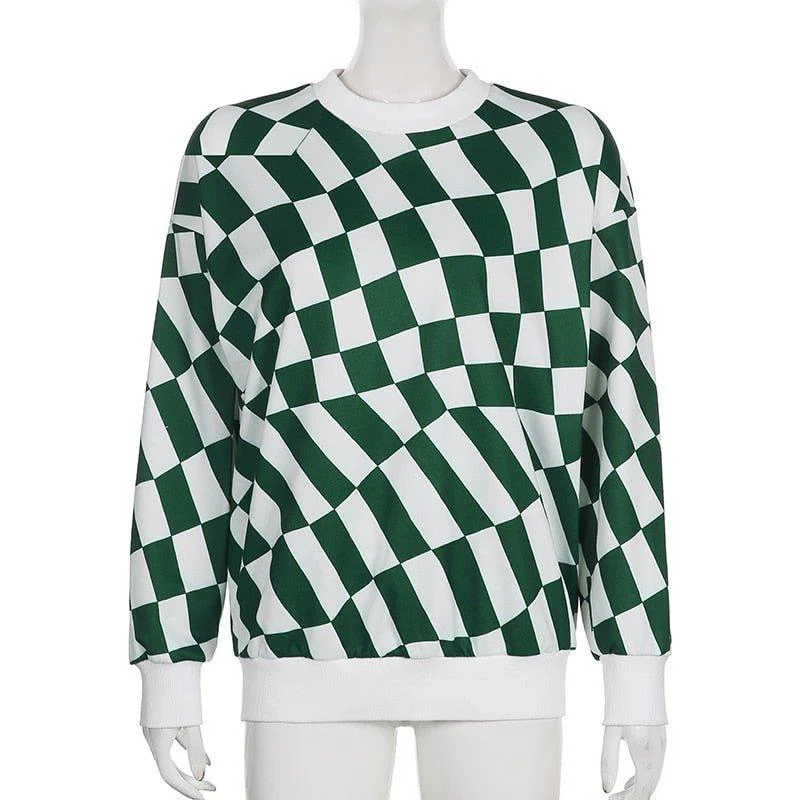 Green Checkered Oversized sweatshirt - Image 5