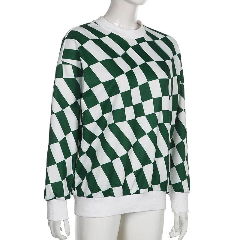Green Checkered Oversized sweatshirt - Image 6