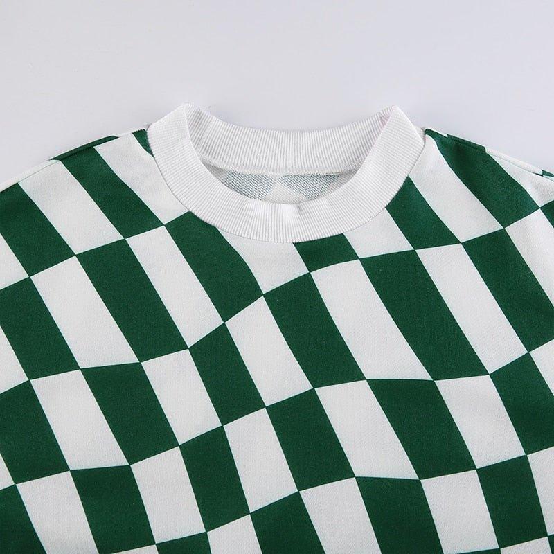Green Checkered Oversized sweatshirt - Image 8