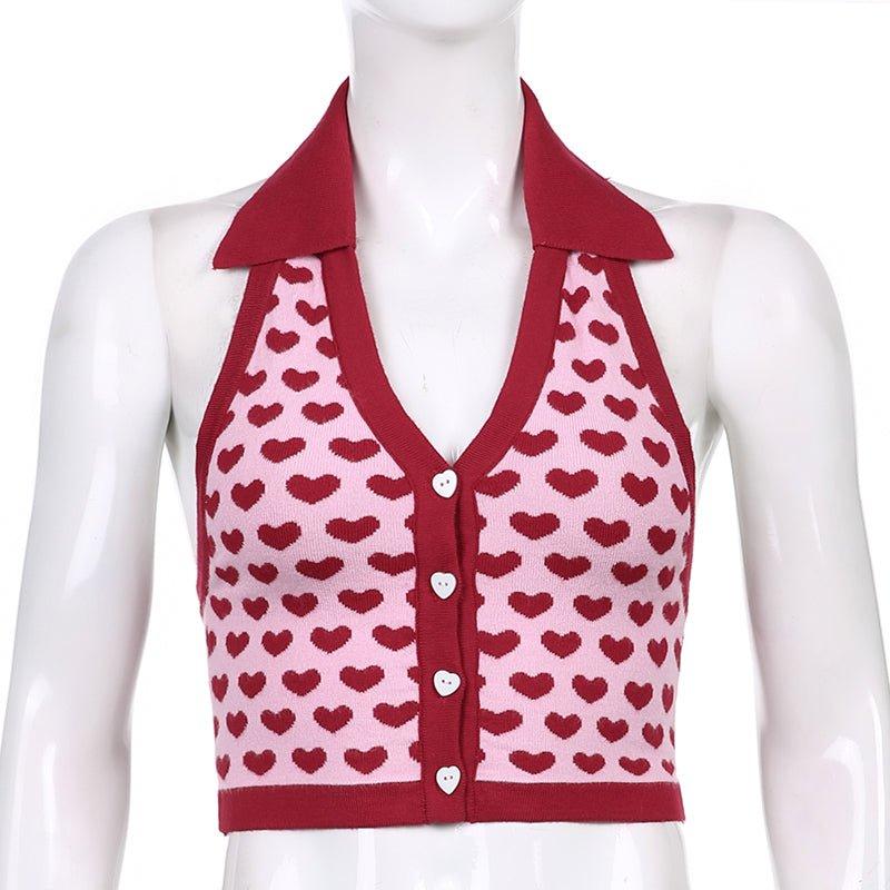 Heart-Print Knitted Vest - Image 6