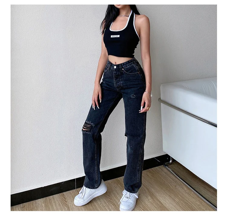 'Know your worth' Ripped Boyfriend Jeans - Image 8