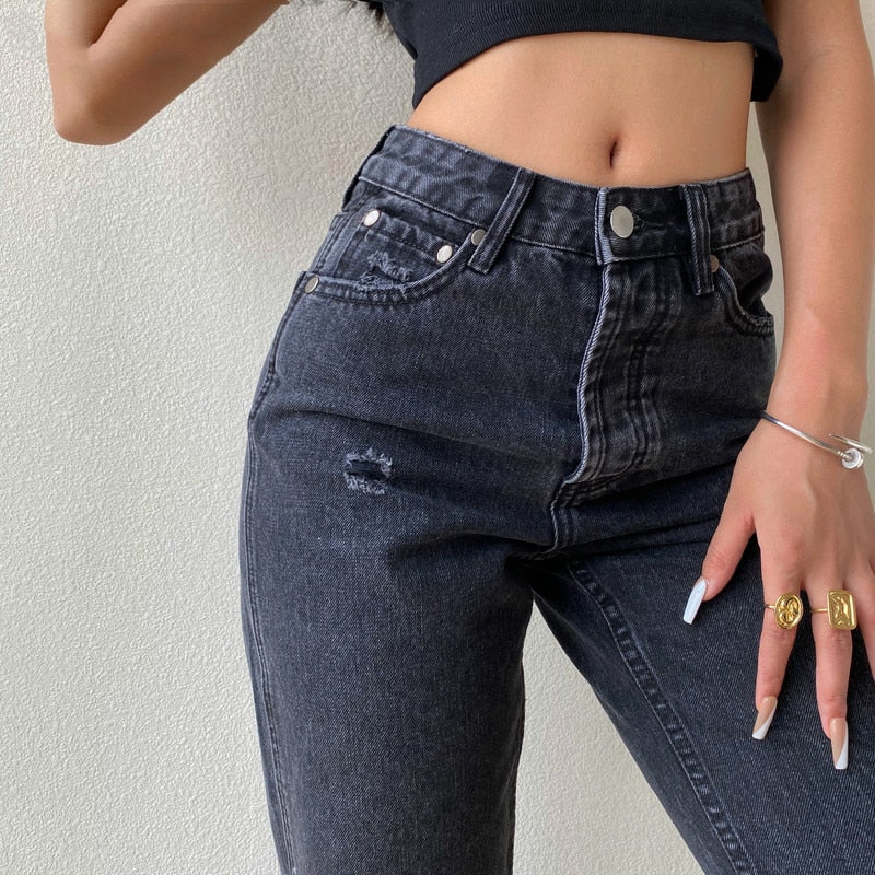 'Know your worth' Ripped Boyfriend Jeans - Image 9