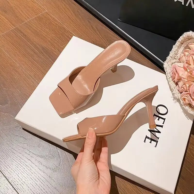 Leyla Lustre Square Open Toe Heels - Image 4