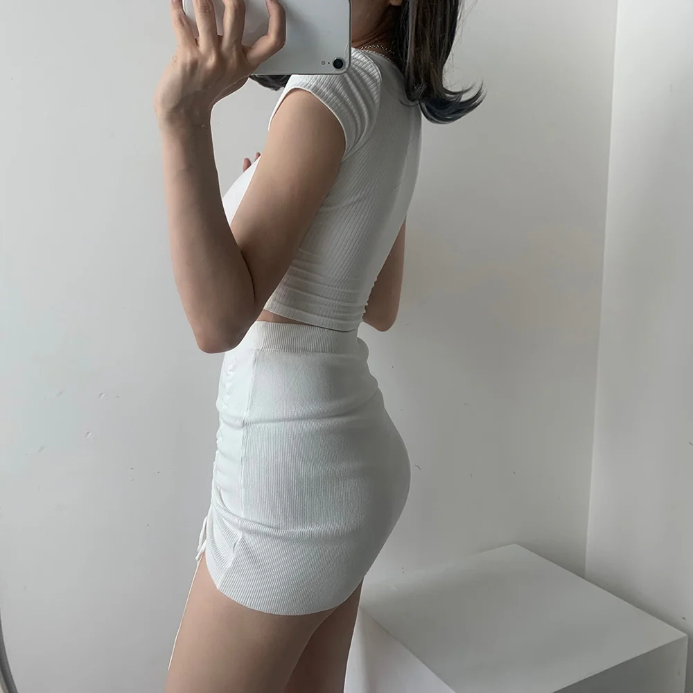 Melanie Knitted Drawstring Mini Skirt - Image 6