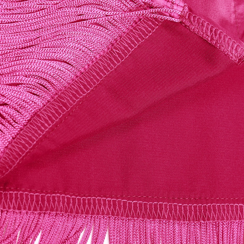 Rosette Tassels High Slit Dress - Image 14