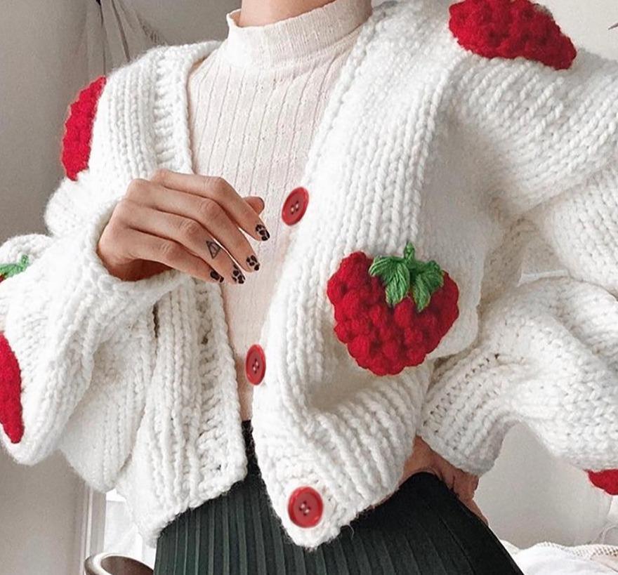 Strawberry Knitted Cardigan - Image 3