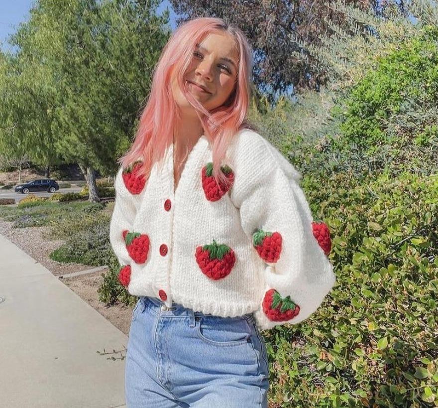 Strawberry Knitted Cardigan - Image 4