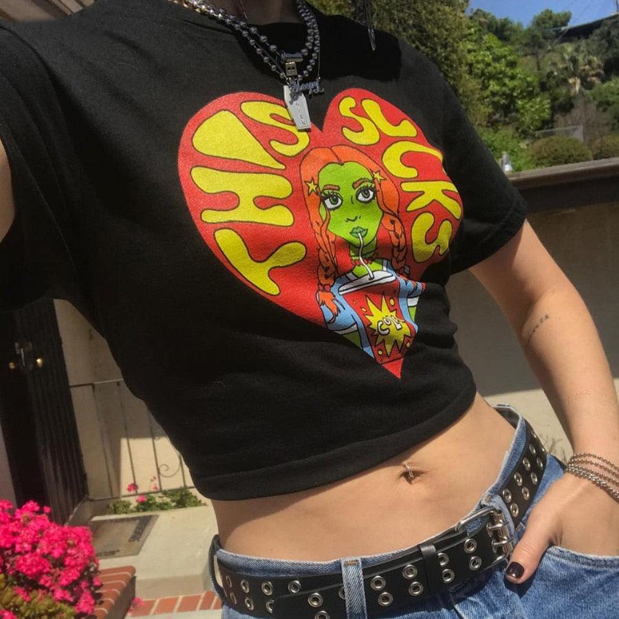 This Sucks Cartoon Print Crop Top - Image 4