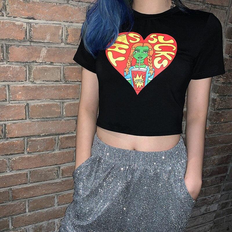 This Sucks Cartoon Print Crop Top - Image 5