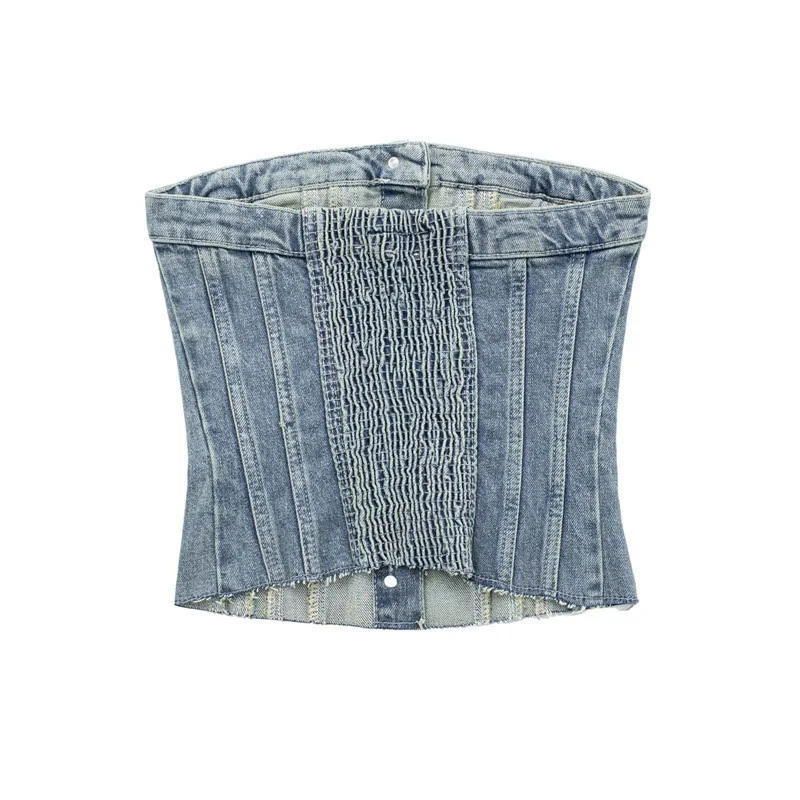 Tiago Strapless Denim Crop Top - Image 9